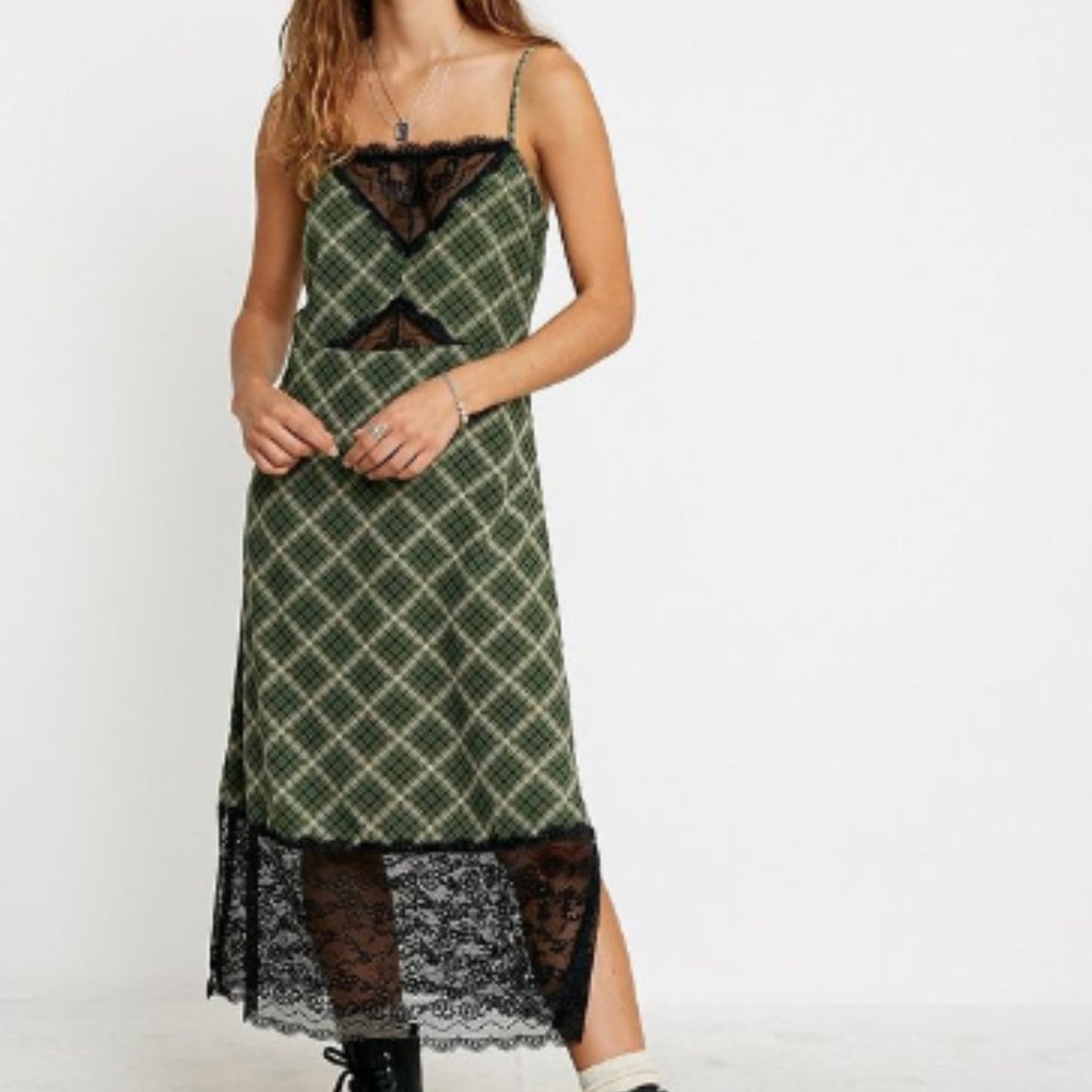 Urban Outfitters Memphis Plaid Slip - XS